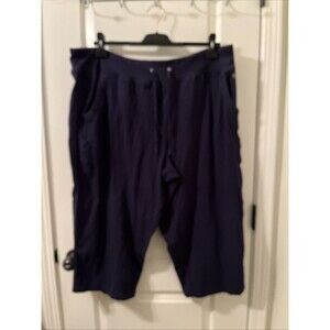 Danskin Women's Plus Size 3X Drawstring Cropped Pants Pockets Navy Blue